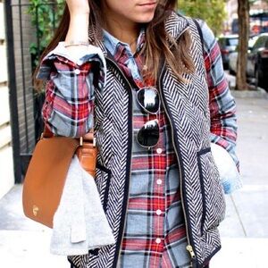 J. Crew Herringbone Vest - Black and White